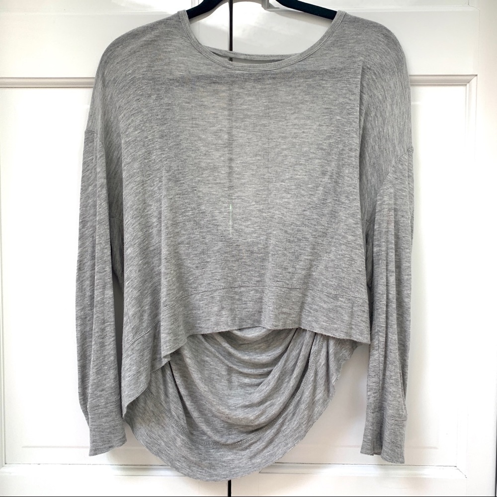 T by Alexander Wang Gray Open Back Draped Top